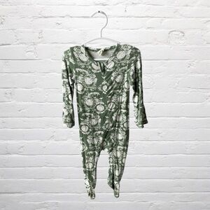 Kate Quinn // Green Floral Bamboo Zippy Pajama Sleeper with Convertible Mittens
